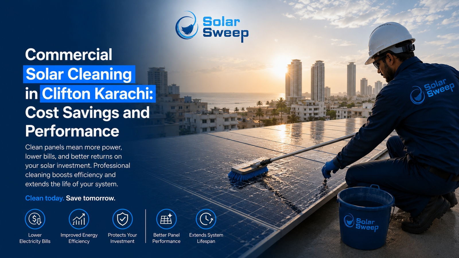 commercial solar cleaning Clifton Karachi