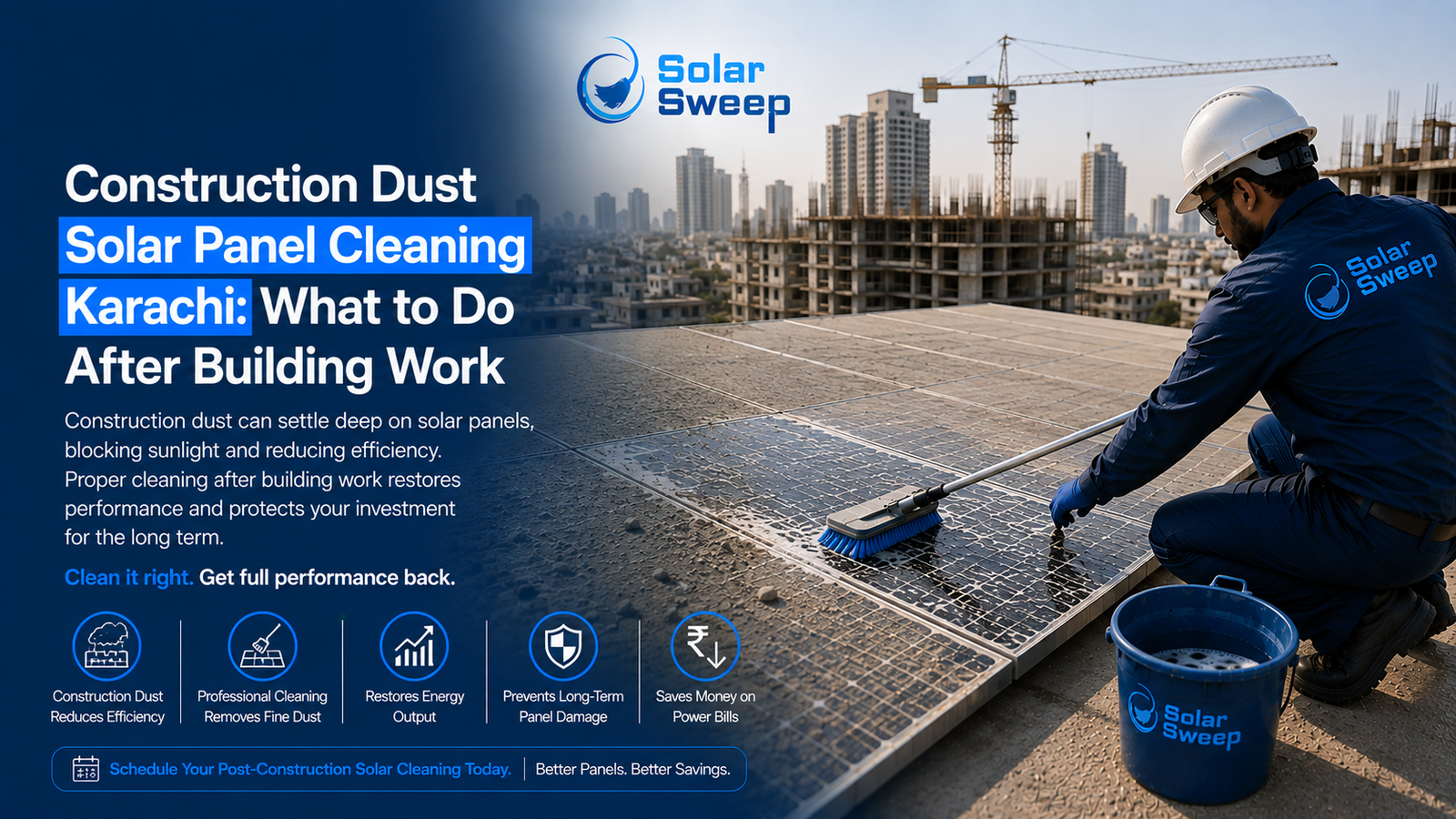 construction dust solar panel cleaning Karachi