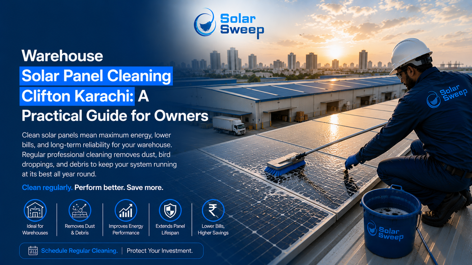 warehouse solar panel cleaning Clifton Karachi