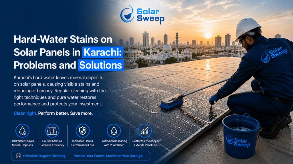 hard-water stains on solar panels Karachi