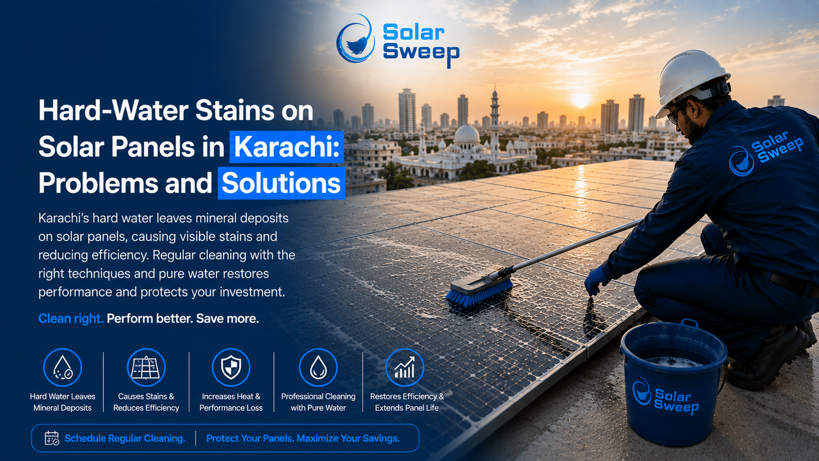 hard-water stains on solar panels Karachi